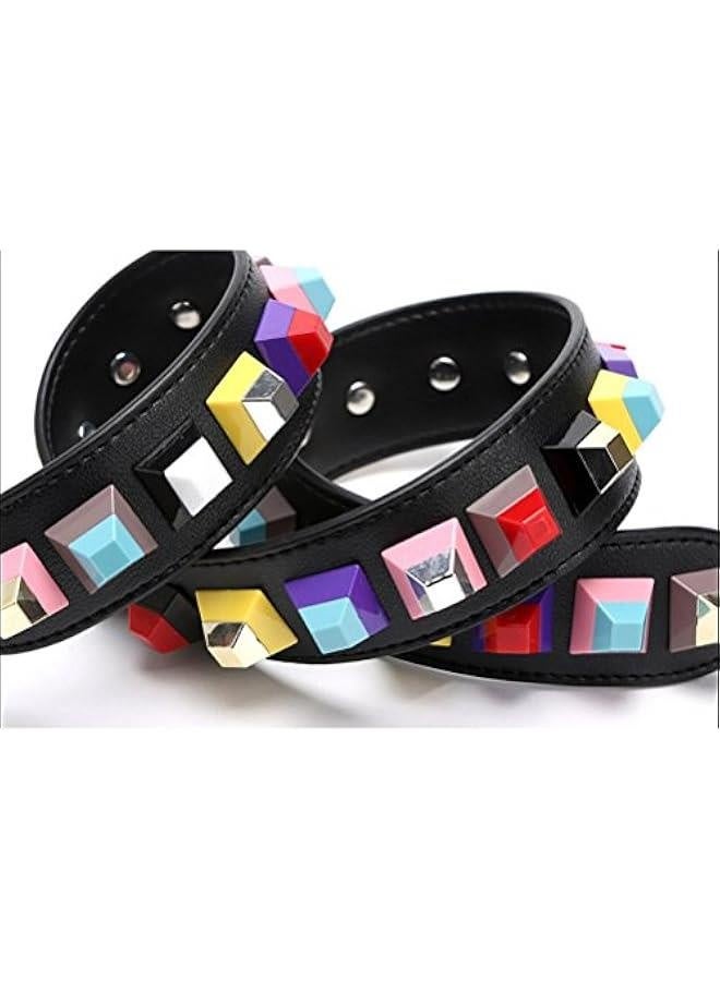 Women Girls Wide Purse Strap Replacement Guitar Style Multicolor Leather 90cm Crossbody Strap for Handbags-Black Rivet, Black Rivet, Medium - Image 2