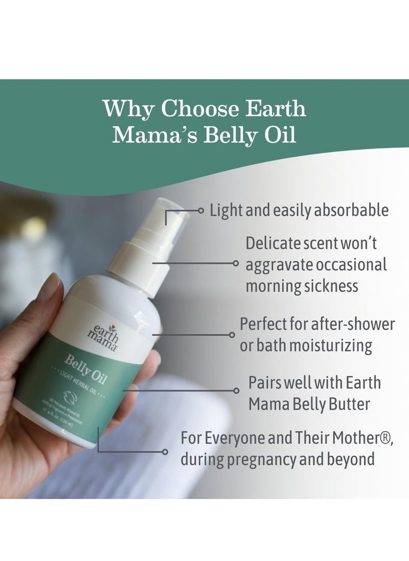 Earth Mama - Earth Mama Belly Oil for Dry Skin | Calendula Skin Care Moisturizer Oil to Encourage Natural Elasticity and Help Prevent Stretch Marks During Pregnancy and Postpartum, 4-Fluid Ounce - Image 1