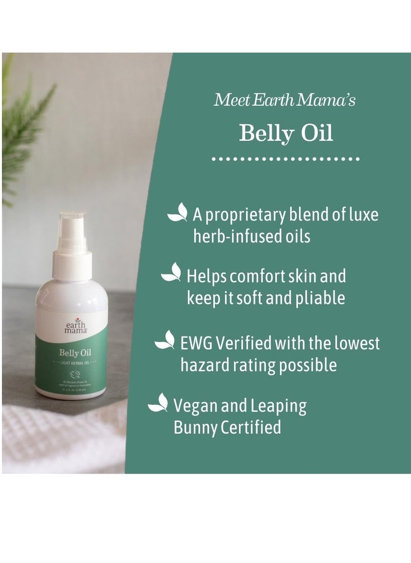 Earth Mama - Earth Mama Belly Oil for Dry Skin | Calendula Skin Care Moisturizer Oil to Encourage Natural Elasticity and Help Prevent Stretch Marks During Pregnancy and Postpartum, 4-Fluid Ounce - Image 1