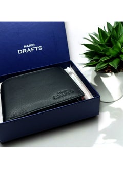 MARIO DRAFTS Mario Drafts Genuine Leather Bifold Wallet for Men, Black  - Image 3