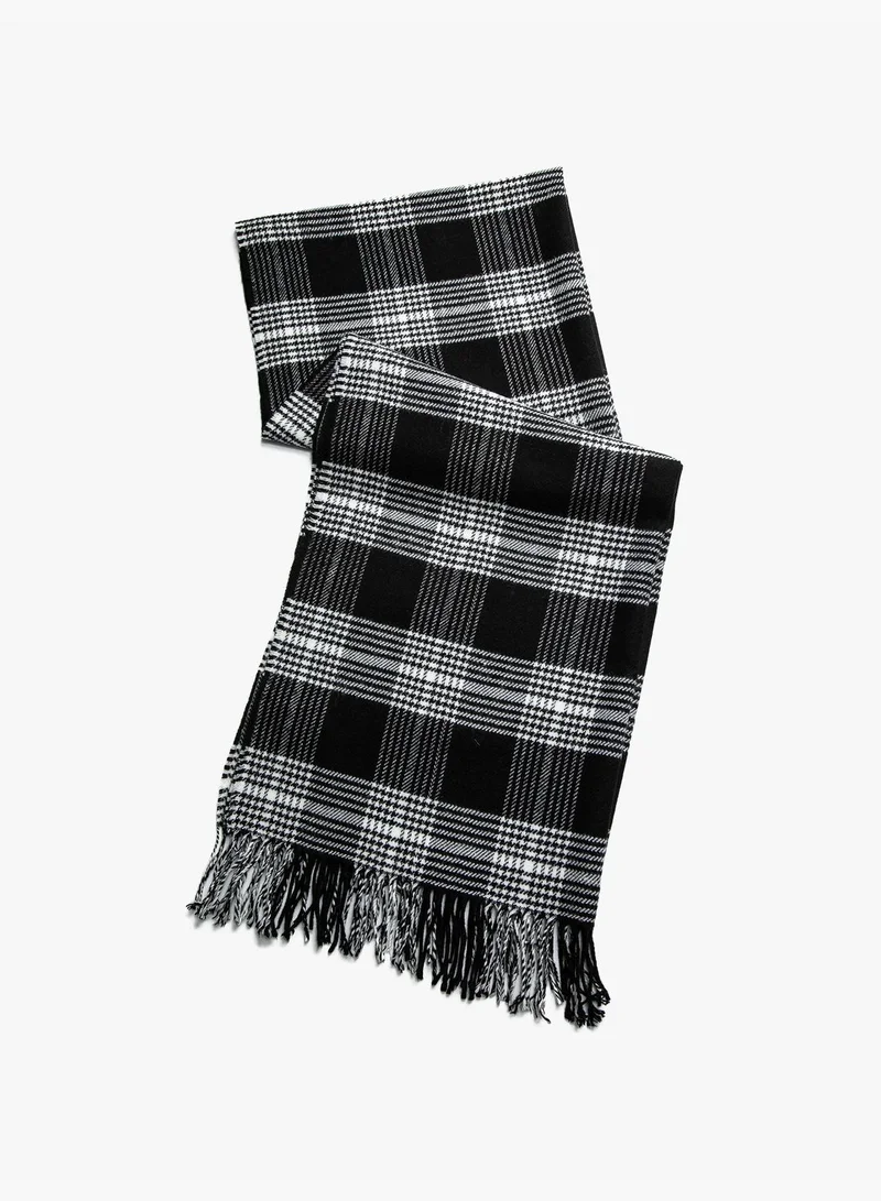 KOTON Plaid Scarf Tasseled