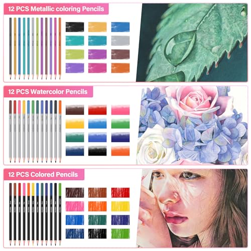 Vobou 72pcs Colored Drawing Pencils Kit Sketching, Graphite Pencils With Convenient Case, School Art Supplies Gift for Artists Adults Teens Beginner, Ideal for Shading, Blending,Art Supplies Set - Image 3