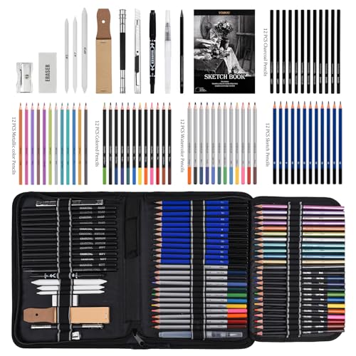 Vobou 72pcs Colored Drawing Pencils Kit Sketching, Graphite Pencils With Convenient Case, School Art Supplies Gift for Artists Adults Teens Beginner, Ideal for Shading, Blending,Art Supplies Set - Image 2