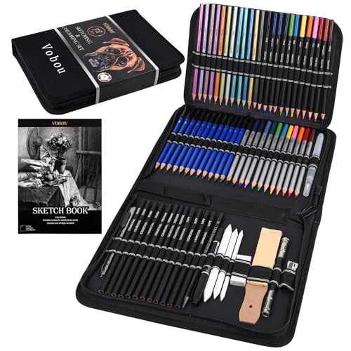 Vobou 72pcs Colored Drawing Pencils Kit Sketching, Graphite Pencils With Convenient Case, School Art Supplies Gift for Artists Adults Teens Beginner, Ideal for Shading, Blending,Art Supplies Set - Image 1