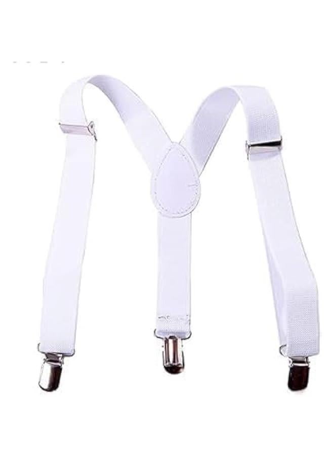 حمالات أطفال بيضاء للبنات والأولاد، حمالات مرنة قابلة للتعديل على شكل حرف Y مع مشابك معدنية للأولاد والبنات والإكسسوارات والملابس والأحذية والمجوهرات