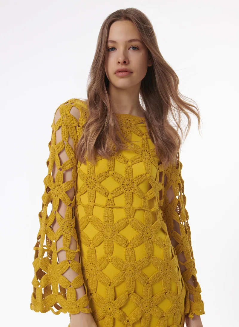 Leem  Floral Crochet Knit Dress for Women | Best Price UAE