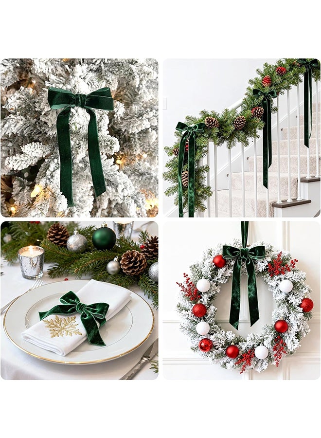 Green Velvet Ribbon & Dark Red Velvet Ribbon Luxurious Soft Velvet Ribbon for Xmas Tree Decoration,Gift Wrapping, Holiday Crafts, Wedding Decorations and Festive Bows - Image 4