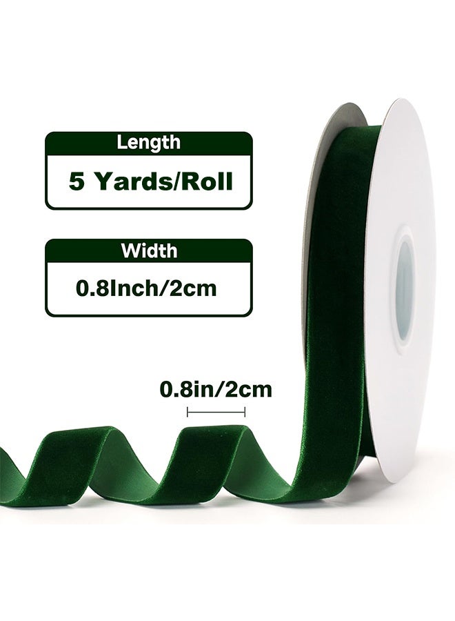 Green Velvet Ribbon & Dark Red Velvet Ribbon Luxurious Soft Velvet Ribbon for Xmas Tree Decoration,Gift Wrapping, Holiday Crafts, Wedding Decorations and Festive Bows - Image 2
