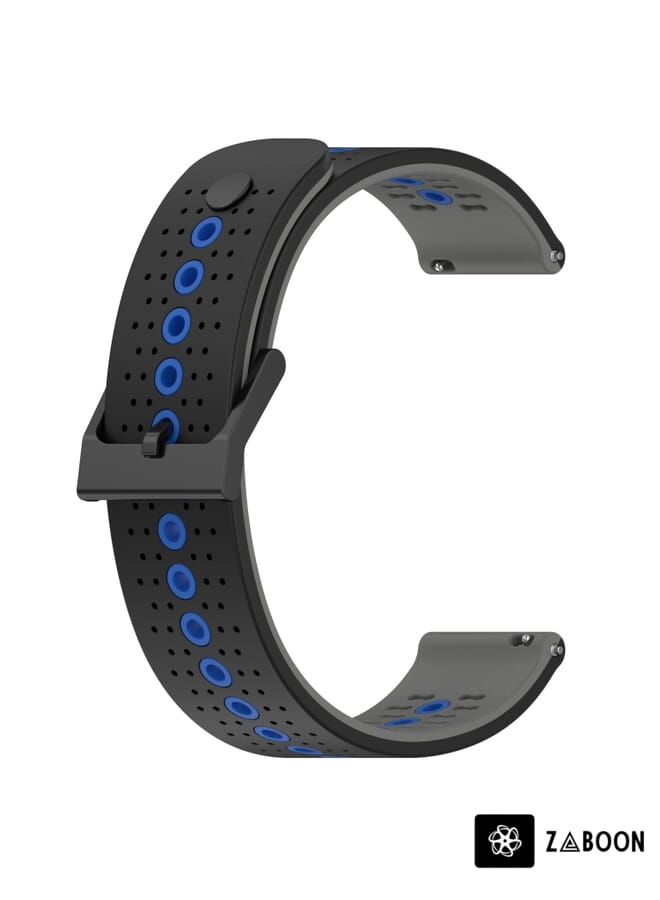 Zaboon Watch Band For Xiaomi Watch S2 46mm 22mm Tricolor Breathable Silicone (Black+Grey+Blue) - Image 2