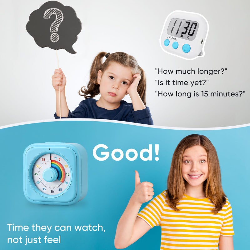 Nixroork 60-Minute Visual Timer for Kids, Silent Rainbow Countdown Timer for Time Management, Homeschool, Classroom, Home, Office - Image 3