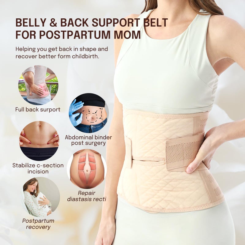 Allaugh Postpartum Belly Band for Women: Abdominal Binder Post Surgery, C Section Waist Trainer for Wife, Hysterectomy Belly Band for Secure Abdominal Support, Healing Recovery Compression - Image 2