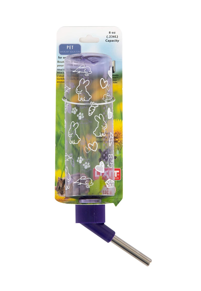 Lixit Standard Cage Water Bottles for Rabbits, Ferrets, Guinea Pigs, Hamsters, Rats, Mice and Other Small Animal's (8 Ounce, Purple) - Image 1