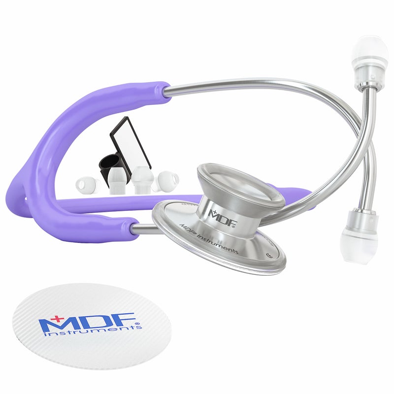 MDF Instruments, Acoustica Lightweight Stethoscope for Doctors, Nurses, Students, Home Health Use, Adult, Dual Head, Pastel Purple Tube, Silver Chestpiece-Headset, MDF747XP07 - Image 4