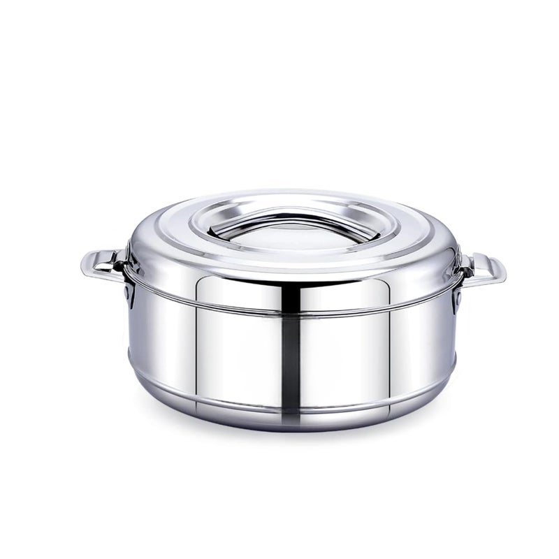 STEEPLE Platina Premium 2000 ML Double Wall Insulated Stainless Steel Casserole | Hot Pot for Roti, Rice, Gravy & Curry | Silver Hot Box with Steel Lid & Twist Lock | Retains Temperature - Image 1