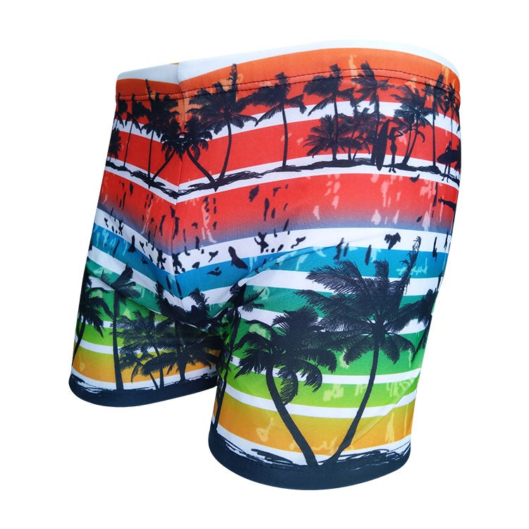 Generic New swimming trunks mens boxer printing plus size hot spring beach pants fashion mens swimwear professional swimming trunks wholesale Red and white stripes