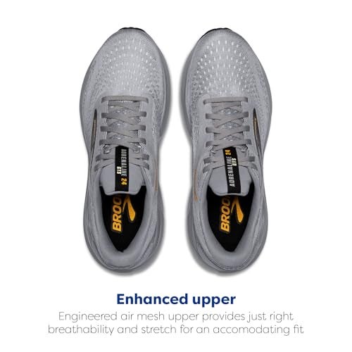 Brooks Men’s Adrenaline GTS 24 Supportive Running Shoe - Alloy/White/Gold Fusion - 9 Narrow - Image 4