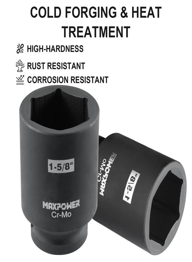 مقبس MAXPOWER ذو تأثير عميق 1-5/8 بوصة، مقاس 3/4 بوصة، بتصميم سداسي النقاط، مصنوع من فولاذ الكروم الموليبدينوم المعالج حرارياً، SAE - Image 5