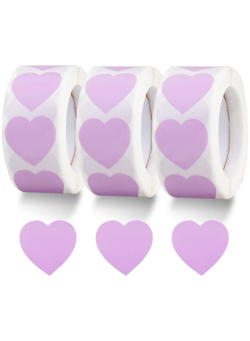 1500 Labels Purple Heart Stickers 1 inch Heart Coding Shape Paper Labels for Wedding Anniversaries Invitation Envelopes Cute Decals for Water Bottle Packaging - Image 1
