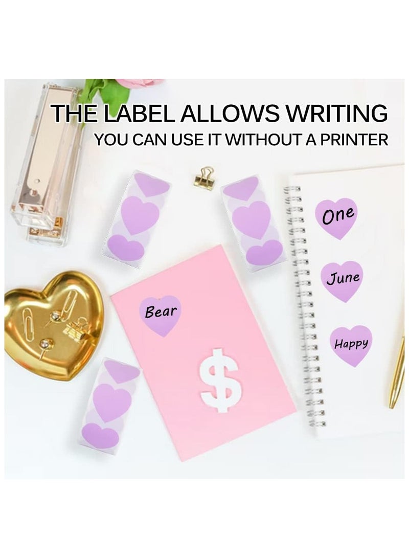 1500 Labels Purple Heart Stickers 1 inch Heart Coding Shape Paper Labels for Wedding Anniversaries Invitation Envelopes Cute Decals for Water Bottle Packaging - Image 2