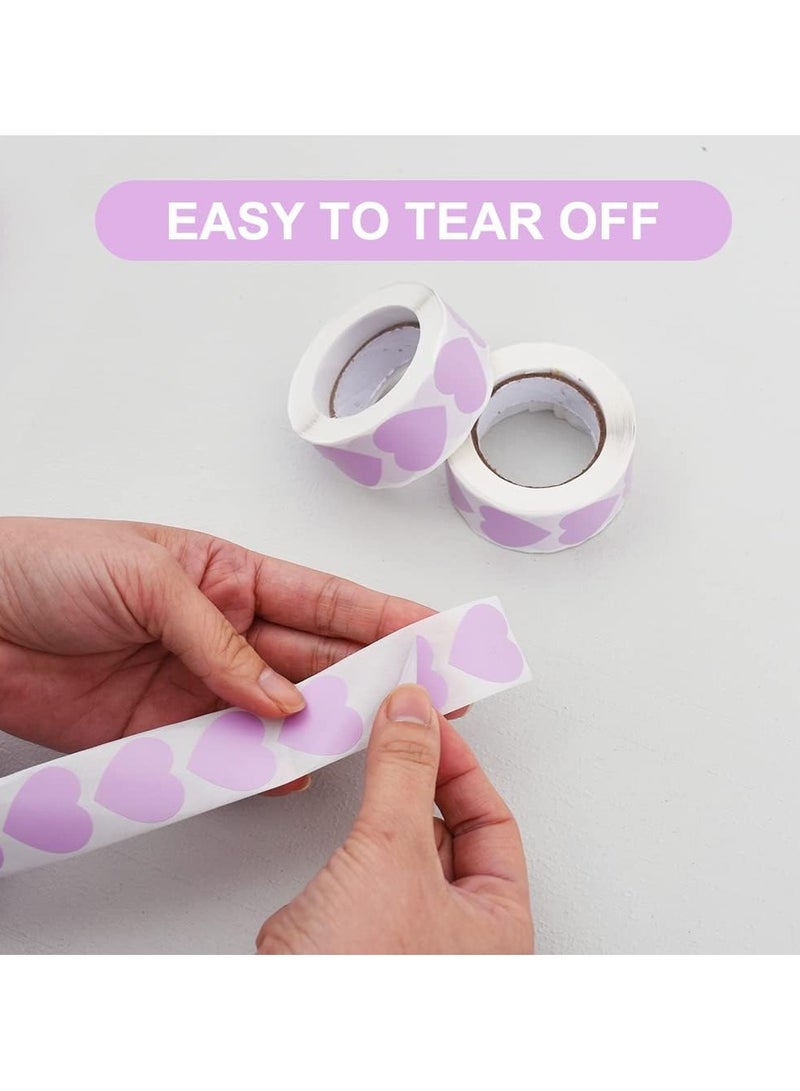 1500 Labels Purple Heart Stickers 1 inch Heart Coding Shape Paper Labels for Wedding Anniversaries Invitation Envelopes Cute Decals for Water Bottle Packaging - Image 4