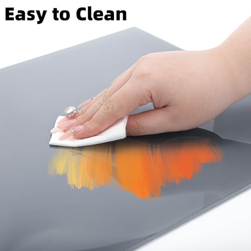ELFULLY 2 Pack Neutral Grey Tempered Glass Palettes, 12" x 16" Large Paint Palette, Scratch Resistant Paint Mixing Pallets, Easy to Clean Artist Palette for Oil Acrylic Watercolor Gouache DIY Craft - Image 4