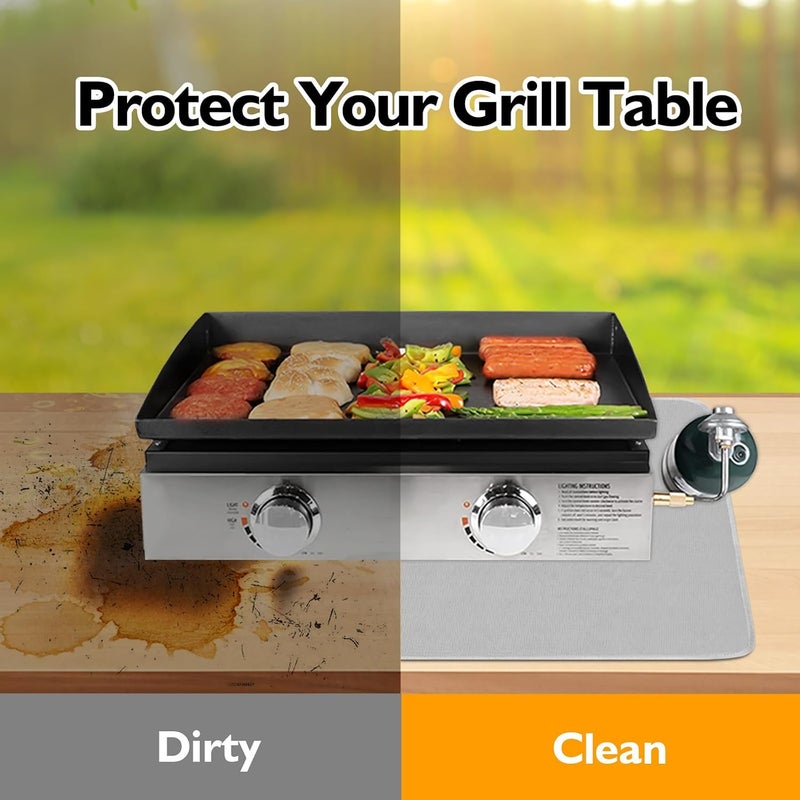 Amerbro 24 x 31in Fireproof Grill Mats for Outdoor Grill to Protect Your Grill Table - Heat Resistant Grill Table Mat - Waterproof & Oilproof BBQ Mat - Grey - Image 3