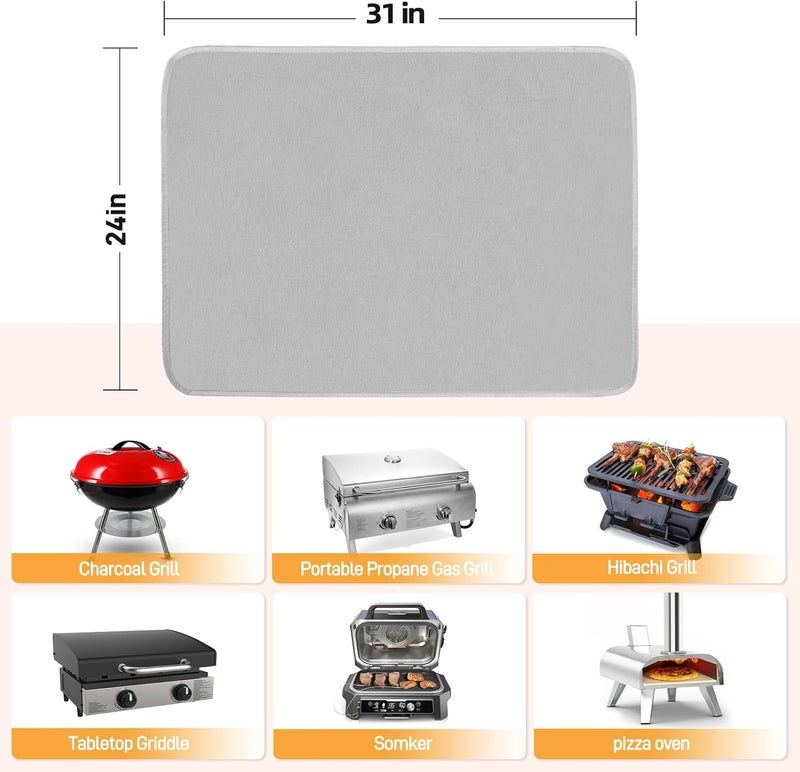 Amerbro 24 x 31in Fireproof Grill Mats for Outdoor Grill to Protect Your Grill Table - Heat Resistant Grill Table Mat - Waterproof & Oilproof BBQ Mat - Grey - Image 5