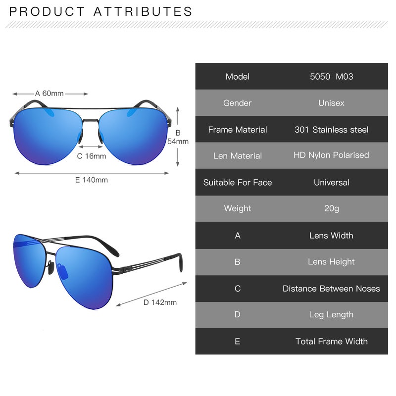 بوكيلار نظارات شمسية رجالية مقطبة من PUKCLAR، نظارات طيار، إطار من الفولاذ المقاوم للصدأ خفيف الوزن، نظارات شمسية رجعية مع حماية من الأشعة فوق البنفسجية UV400، مثالية للقيادة والصيد والمشي لمسافات طويلة - Image 5