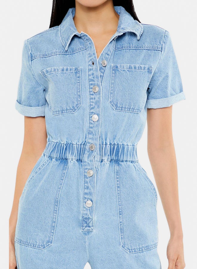 FOREVER 21 Denim Straight-Leg Jumpsuit  - Image 4