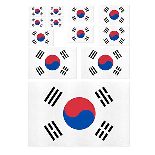 GARASANI Pearly Material with a Shimmering Glitter South Korea Country Flag Sticker Decal Variety Size Pack 12 Total Pieces Car, Envelopes, School Projects, Laptops, Windows, Appliances etc (12 Total Pieces) - Image 1