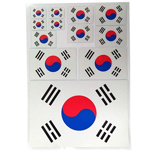 GARASANI Pearly Material with a Shimmering Glitter South Korea Country Flag Sticker Decal Variety Size Pack 12 Total Pieces Car, Envelopes, School Projects, Laptops, Windows, Appliances etc (12 Total Pieces) - Image 2