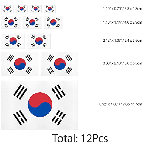 GARASANI Pearly Material with a Shimmering Glitter South Korea Country Flag Sticker Decal Variety Size Pack 12 Total Pieces Car, Envelopes, School Projects, Laptops, Windows, Appliances etc (12 Total Pieces) - Image 4