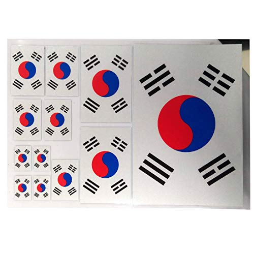 GARASANI Pearly Material with a Shimmering Glitter South Korea Country Flag Sticker Decal Variety Size Pack 12 Total Pieces Car, Envelopes, School Projects, Laptops, Windows, Appliances etc (12 Total Pieces) - Image 3