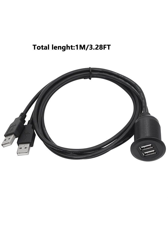 SinLoon USB 2.0 Mount Cable 2 Ports Dual USB 2.0 Male to USB 2.0 Female AUX Flush Mount Car Mount Extension Cable for Car Truck Boat Motorcycle Dashboard Panel 3.3FT(USB 2.0) - Image 4