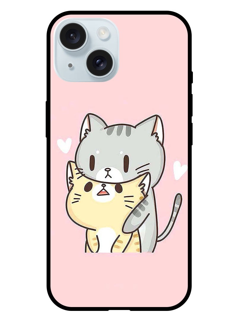 Theodor Protective Case Anti Scratch Shock Proof Bumper Cover For iPhone 15 Two Cats Love - Image 1
