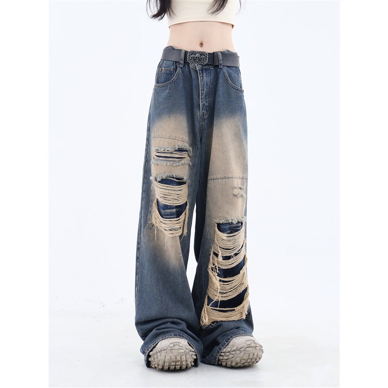 2023 Hong Kong Style New High Street Dark Summer Cropped Pants Ripped Jeans Slim Fit Slimming Casual Neutral Men And Women - Image 3