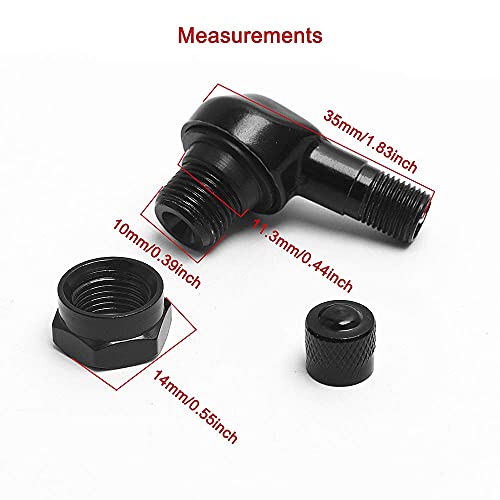 VOFONO Black 90 Degree CNC Motorcycle Tire Valve Stems 10 mm and 11.3 mm for Harley Davidson, BMW, Honda, Kawasaki, Suzuki, Yamaha and Triumph Bike Right Angle Valve Stem - Image 2