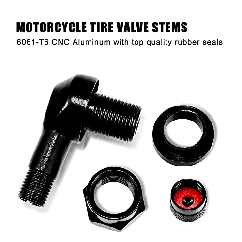 VOFONO Black 90 Degree CNC Motorcycle Tire Valve Stems 10 mm and 11.3 mm for Harley Davidson, BMW, Honda, Kawasaki, Suzuki, Yamaha and Triumph Bike Right Angle Valve Stem - Image 3