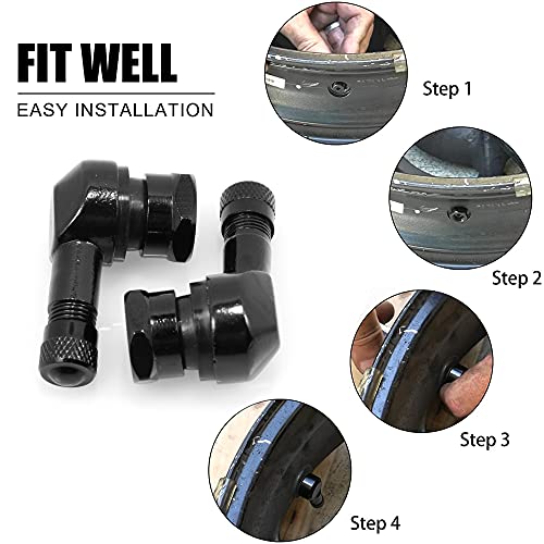 VOFONO Black 90 Degree CNC Motorcycle Tire Valve Stems 10 mm and 11.3 mm for Harley Davidson, BMW, Honda, Kawasaki, Suzuki, Yamaha and Triumph Bike Right Angle Valve Stem - Image 5