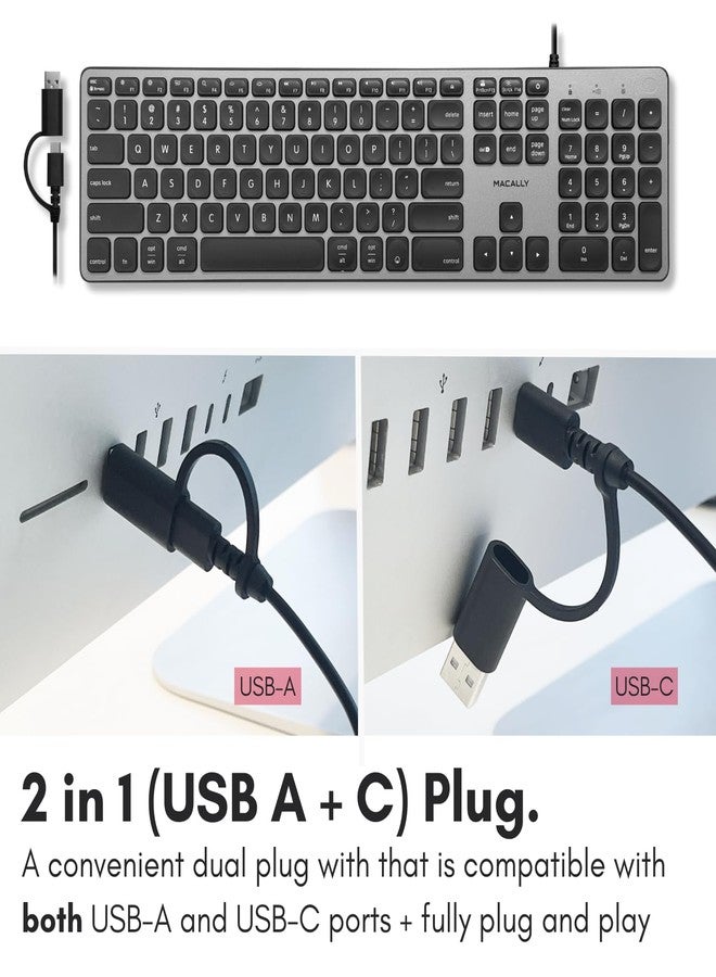 ماكالي لوحة مفاتيح ماكالي سلكية لأجهزة ماك مع موزع USB (منفذان USB-A / منفذ USB-C واحد) - لوحة مفاتيح أبل بإضاءة خلفية متوافقة مع واجهة مزدوجة - خاصية الكشف التلقائي عن نظام التشغيل لأجهزة ماك، ماك بوك برو/إير، آي ماك، الكمبيوتر الشخصي، أندرويد، آيباد، iOS - Image 3