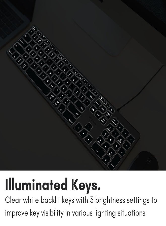 ماكالي لوحة مفاتيح ماكالي سلكية لأجهزة ماك مع موزع USB (منفذان USB-A / منفذ USB-C واحد) - لوحة مفاتيح أبل بإضاءة خلفية متوافقة مع واجهة مزدوجة - خاصية الكشف التلقائي عن نظام التشغيل لأجهزة ماك، ماك بوك برو/إير، آي ماك، الكمبيوتر الشخصي، أندرويد، آيباد، iOS - Image 5