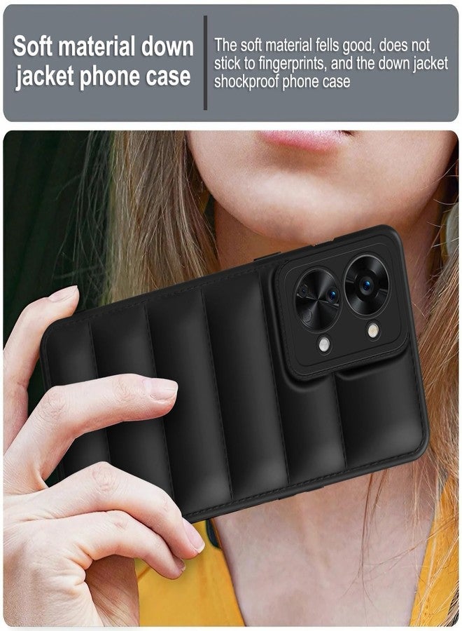 Plus Puffer Case Camera Protection Soft Back Cover for OnePlus Nord 2T 5G - Black - Image 5