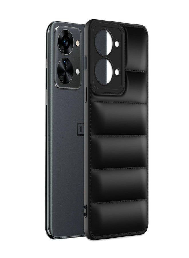 Plus Puffer Case Camera Protection Soft Back Cover for OnePlus Nord 2T 5G - Black - Image 3