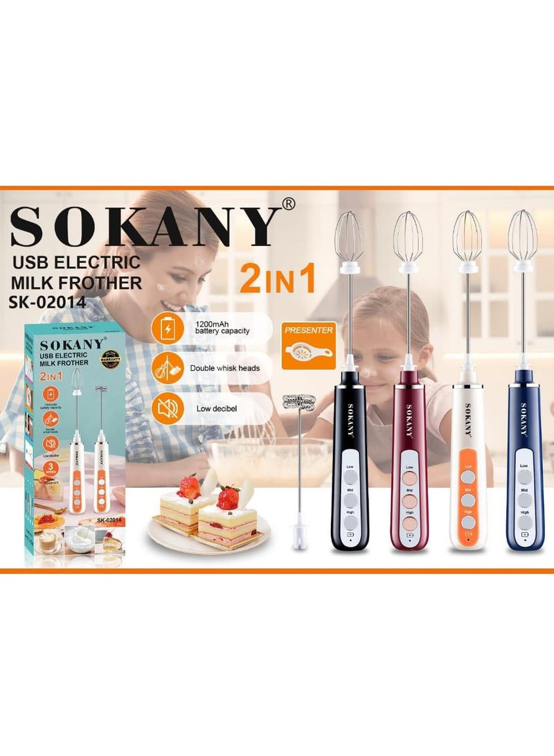 sokany Nescafe Sukani Battery Operated Hand Mixer, Model SK-02014, Blueand white colour - Image 2