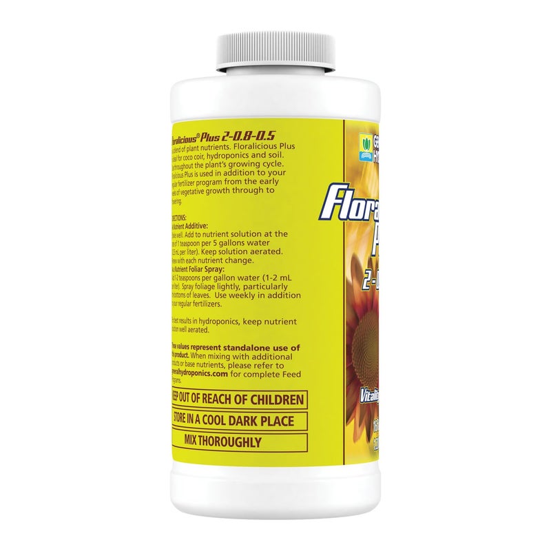 General Hydroponics Floralicious Plus, Vitality Plant Food, 2-0.8-0.5, 16.oz. - Image 3