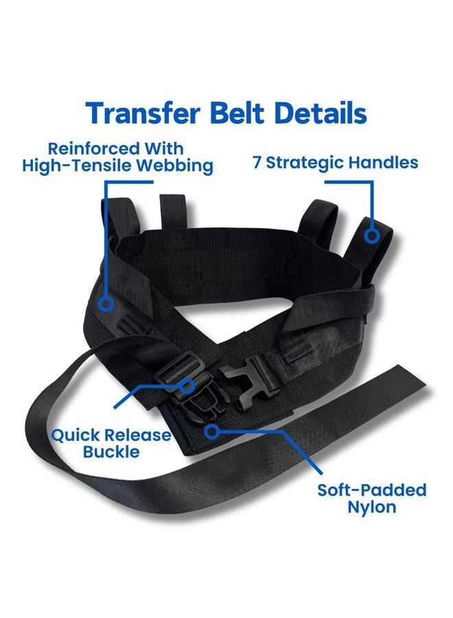 Homymusy Gait Belt Transfer Belt,7 Padded Handles with Quick Release Buckle Adjustable Size 30-50", Gate Belt for Elderly,Physical Therapy,Caregiver, Nurse - Image 2