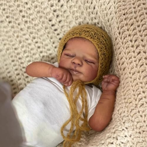 GYCV Reborn Baby Dolls Silicone Full Body Black Boy 19 Inch Lifelike Sleeping Baby Doll Poseable Realistic Newborn Baby Dolls African American Reborn Doll with Hair Gift Toys for Kids Age 3 Girls - Image 5