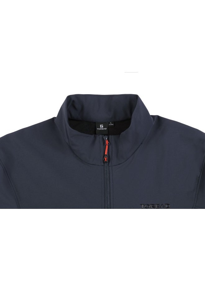 TOREAD Men's Softshell Jacket - TIEF SHELL-X3 Windproof, NTST02 Stretch Fabric, Outdoor Performance Wear Blue rock black  - Image 2