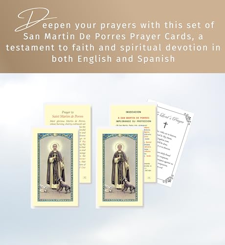Trendzeen St Martin Prayer Card - San Martin De Porres Oracion, The Lord's Prayer - Made In Italy, Laminated English and Spanish Saint Martin De Porres Holy Card - 3 Items - Image 2