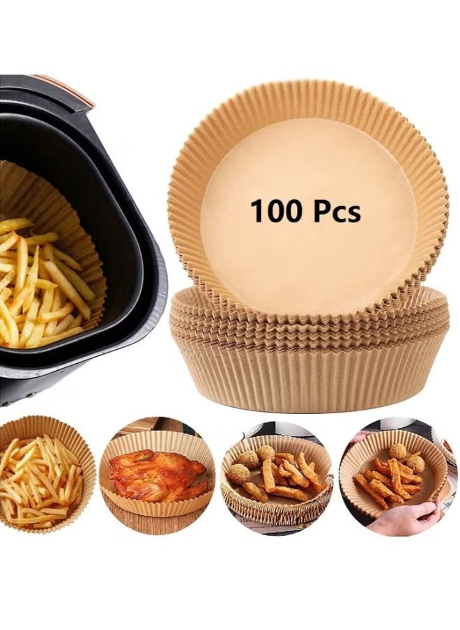 Generic Air Fryer Disposable Paper Liner, 100PCS Non-stick Air Fryer Paper Liners, Oil-proof Parchment Paper liners Disposable Air Fryer Liner, Food Pad Paper for Baking Microwave Roasting  - Image 1